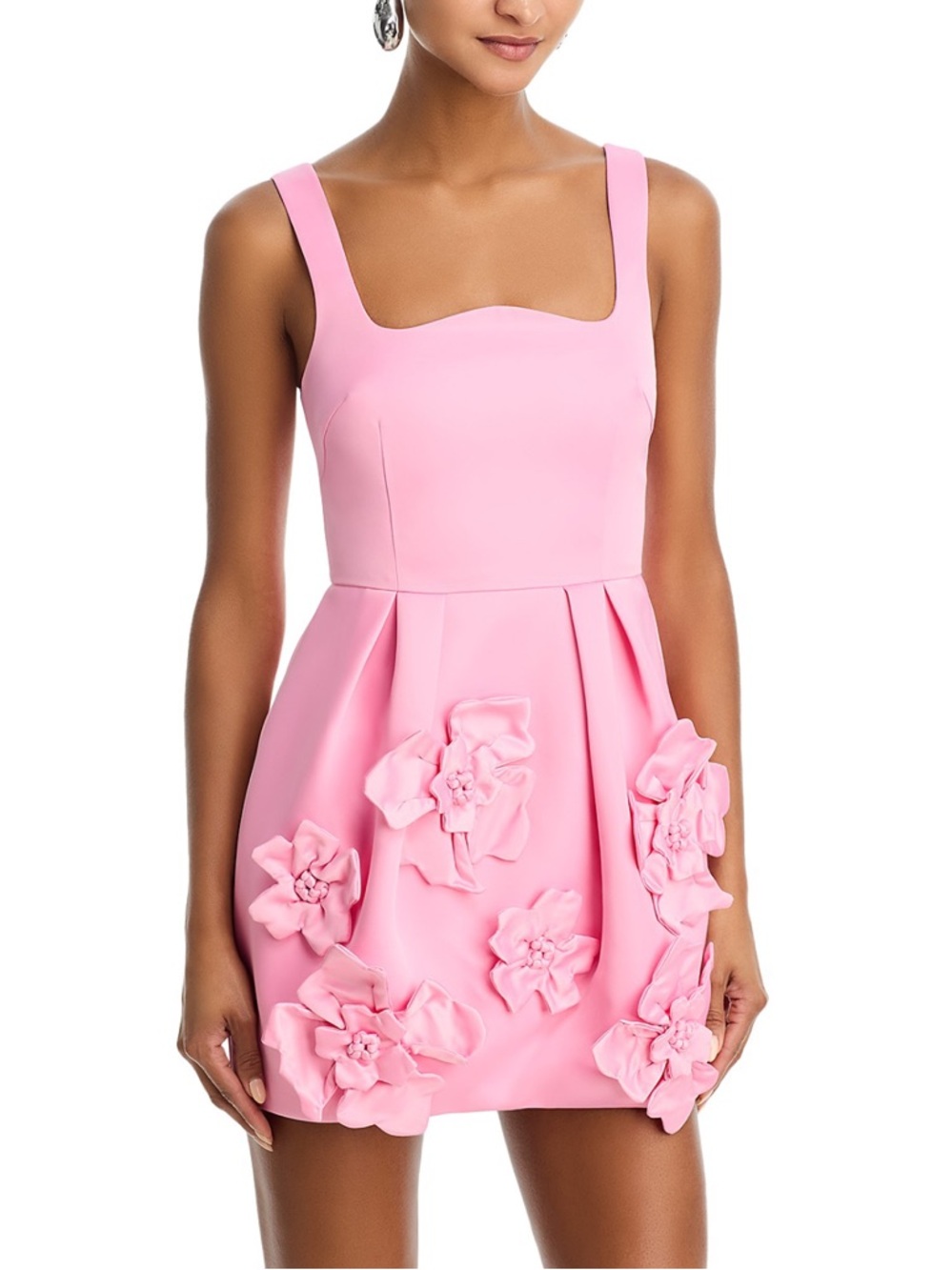 NWT LEO LIN Piper Floral Appliqué Mini Dress Pink Size 8 US Baby Pink 3D Flowers